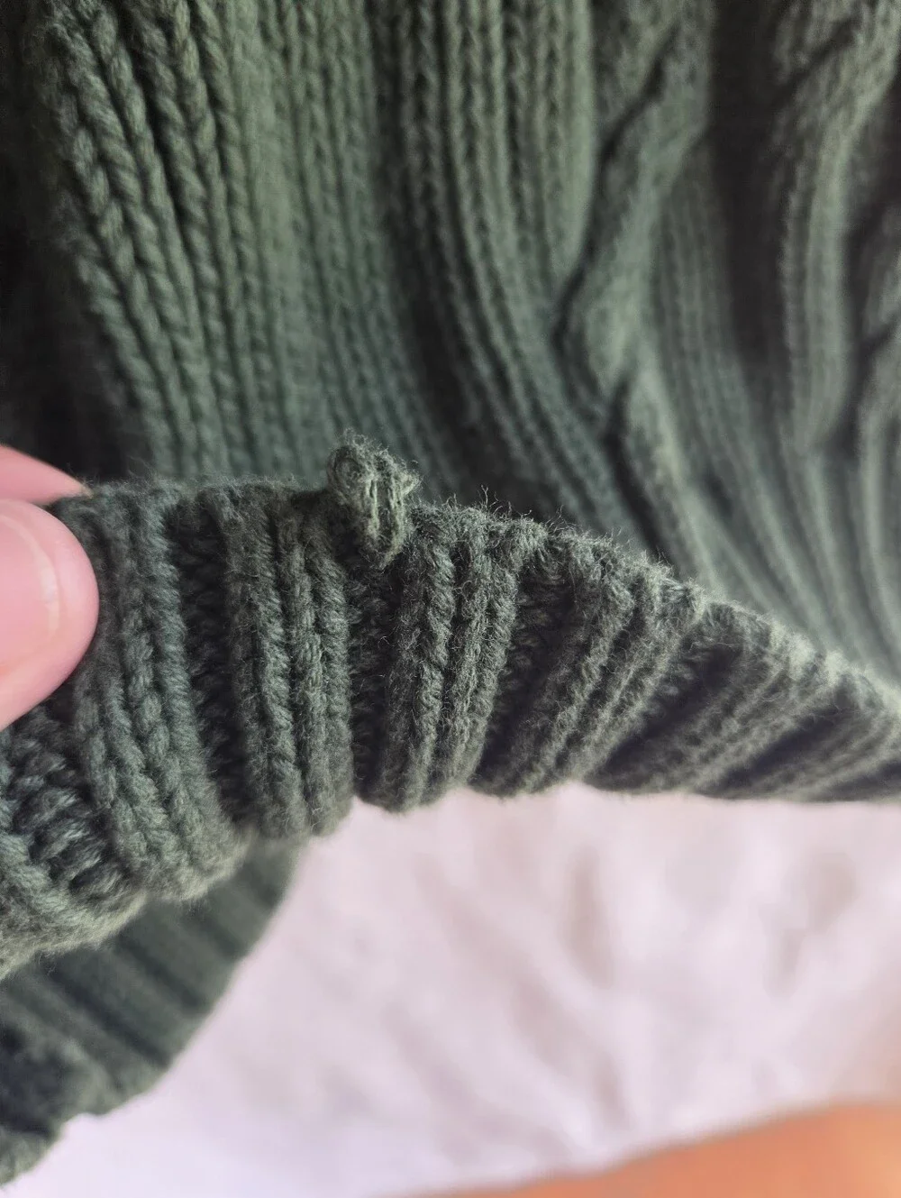 Banana Republic Sweater Mens Large Green Cable Knit Mockneck Pullover Cotton